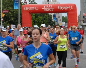 Crossing the start line - there I am, wearing number 7!